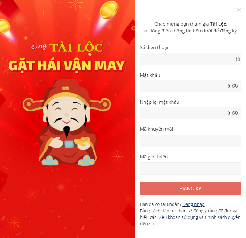 Nạp ví Tài Lộc mua vé số online