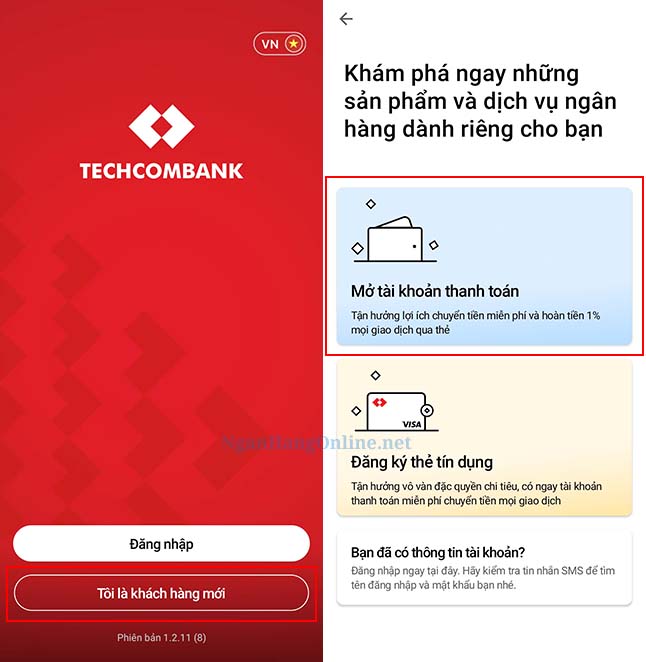 Hướng dẫn mở tài khoản Techcombank online tại nhà trên ứng dụng Techcombank Mobile