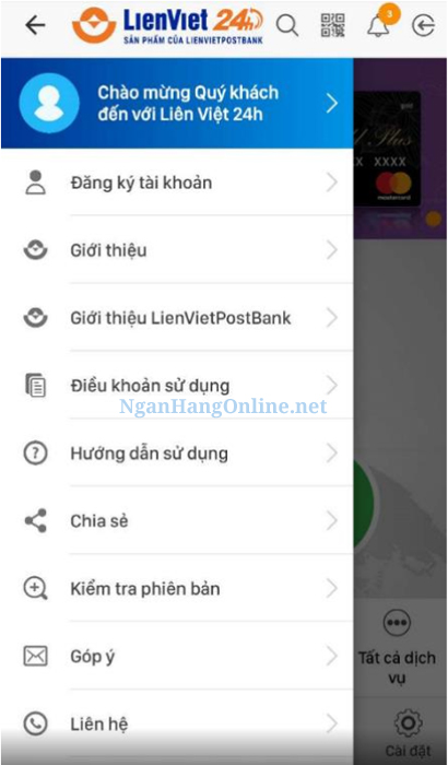 Mở tài khoản ngân hàng LienVietPostBank online trên ứng dụng Liên Việt 24h