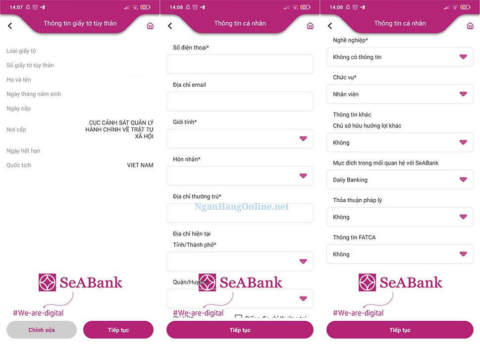 Hướng dẫn mở tài khoản ngân hàng SeABank Đăng ký online tại nhà