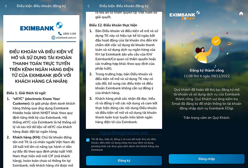 Hướng dẫn mở tài khoản Eximbank online tại nhà