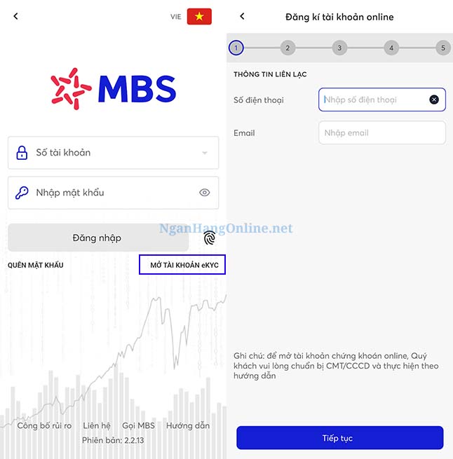 Hướng dẫn mở tài khoản chứng khoán trên ứng dụng MBS online