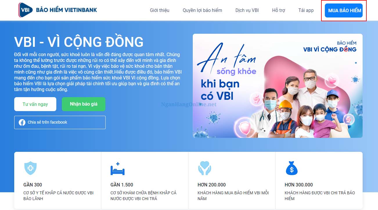 Hướng dẫn mua bảo hiểm Vietinbank online tại nhà Bảo hiểm VIB vì cộng đồng