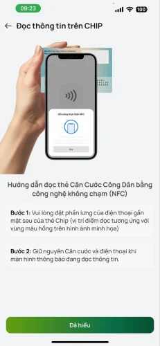 Tiến hành quét chip bằng NFC